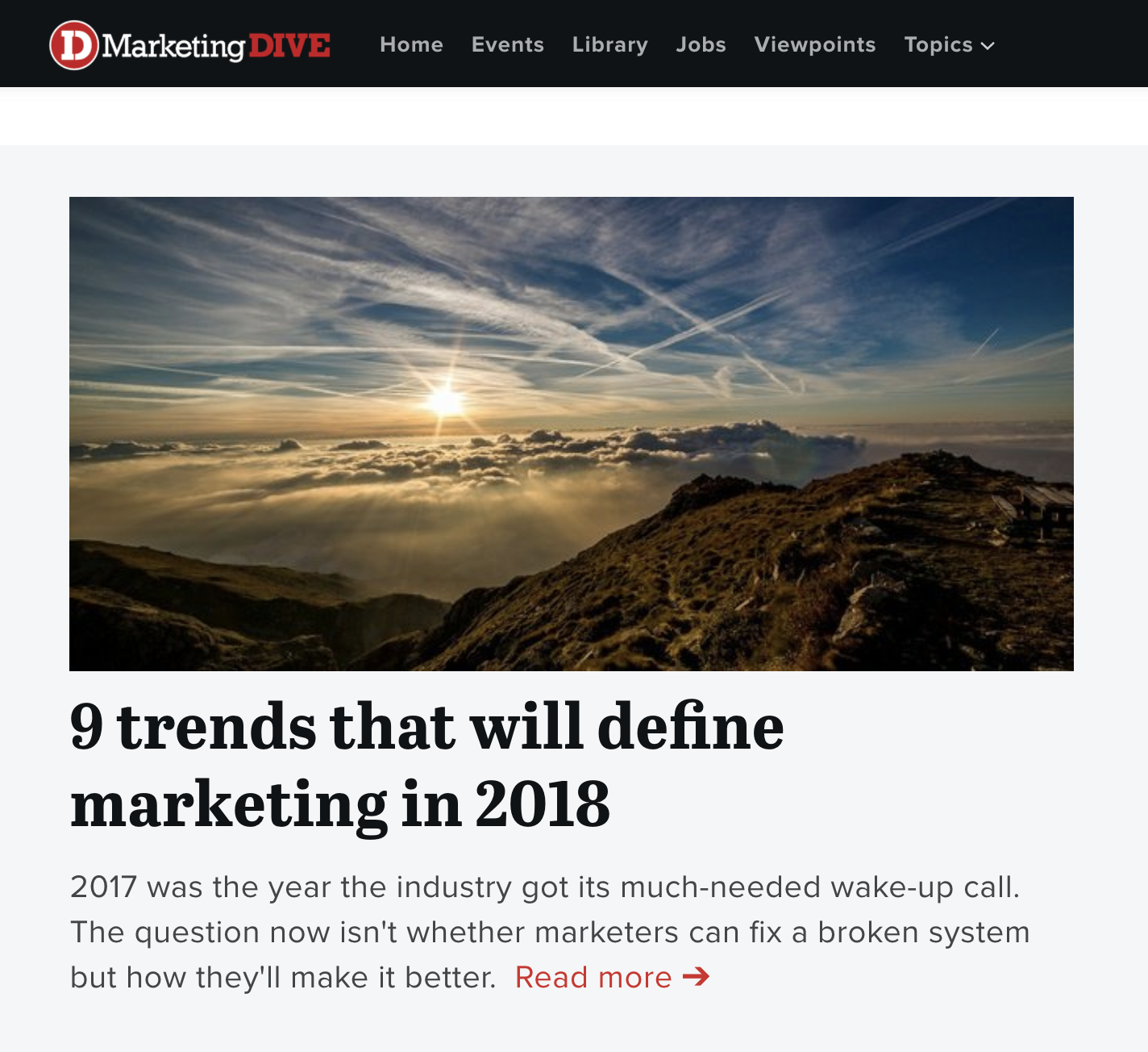 In The News: Marketing Dive 2018 Trends